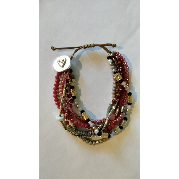 Layered beaded bracelet  - adjustable  BOHO - Picture 1 of 3